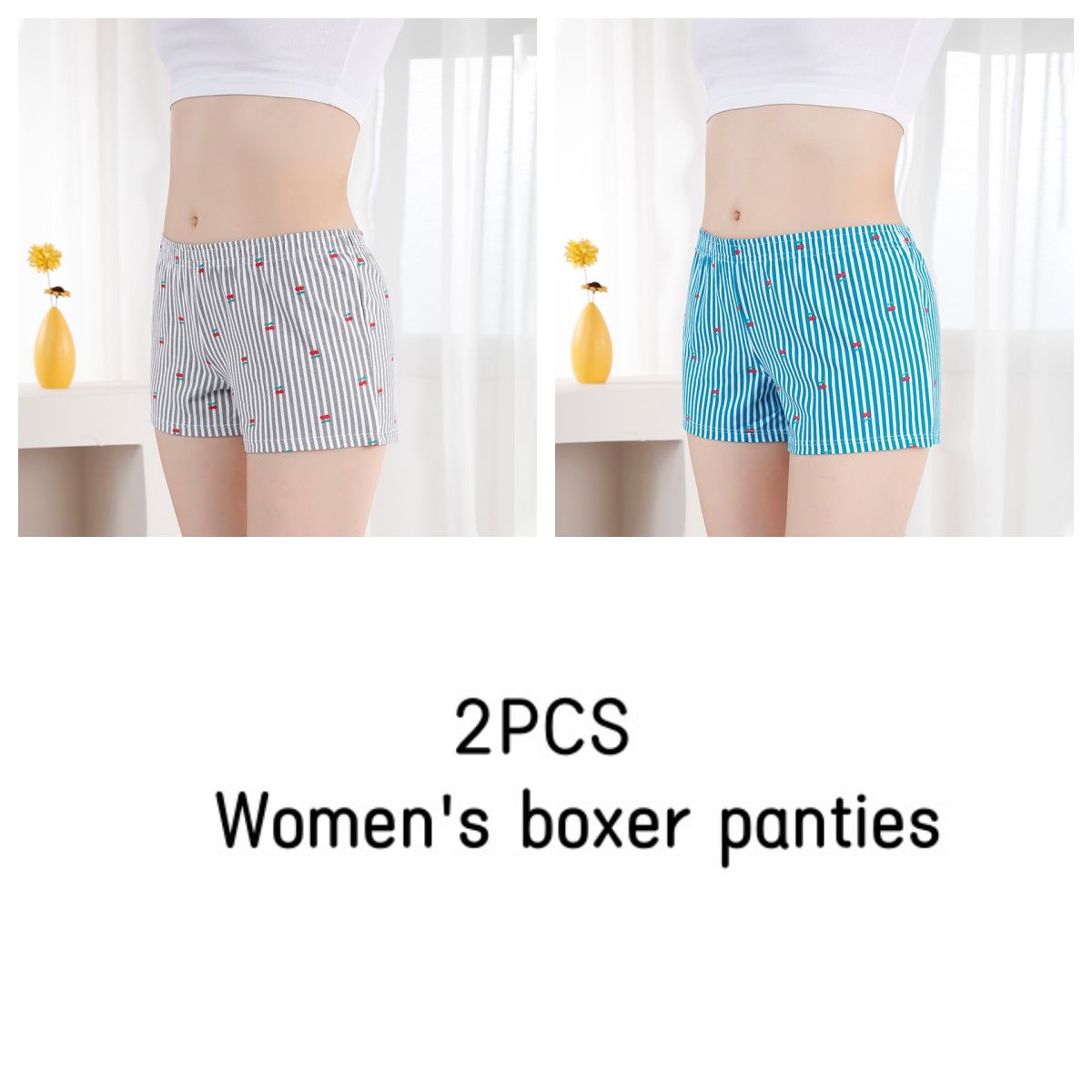 Women's underwear cotton breathable loose-fitting boxer shorts girls casual plus size four corner shorts girls personalized Boxers pants ladies homewear shorts pajama pants（choose one size larger）