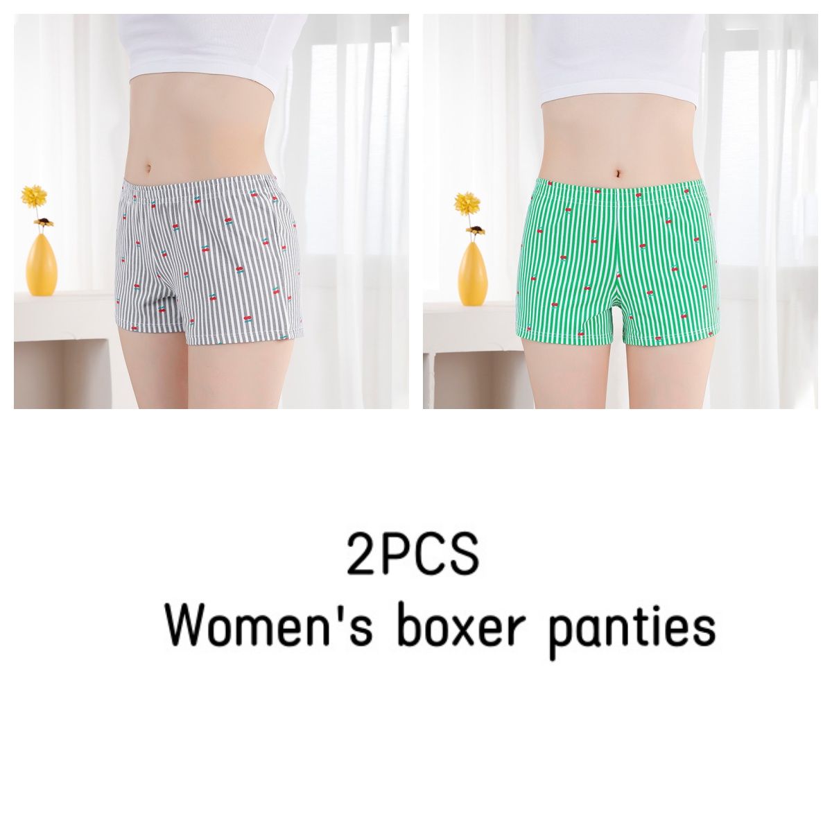 Women's underwear cotton breathable loose-fitting boxer shorts girls casual plus size four corner shorts girls personalized Boxers pants ladies homewear shorts pajama pants（choose one size larger）