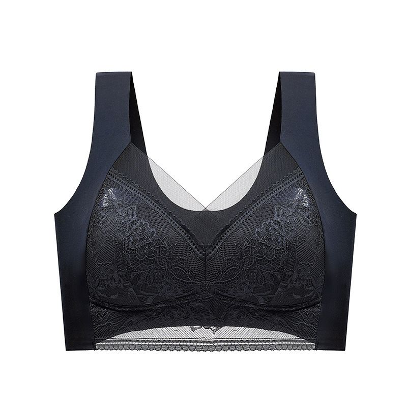 New Arrival Sexy lace plus size undershirt non-marking ice silk gathering breathable thin section of the bra beautiful back without steel ring bra large breasts show small fixed underwear