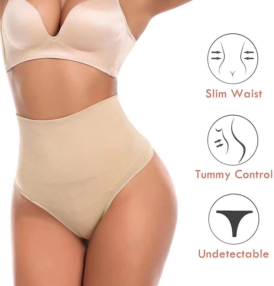 2pcSeamless sexy high-waisted thong plus fishbone body shaping girdle waist ladies panties hip lift abdomen Briefs High Waist Tummy Tuck hip lift Girdle Tights Body Shaping Pants Waist Trainer Panties