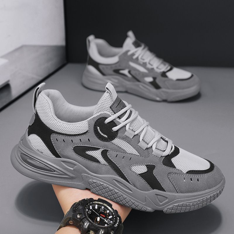 YSNB Men's sports shoes new mesh splicing pops shoes breathable Non-slip And Wear Shoes thick bottom teenage sports shoes Korean Version Comfortable Running Forrest Gump Shoes