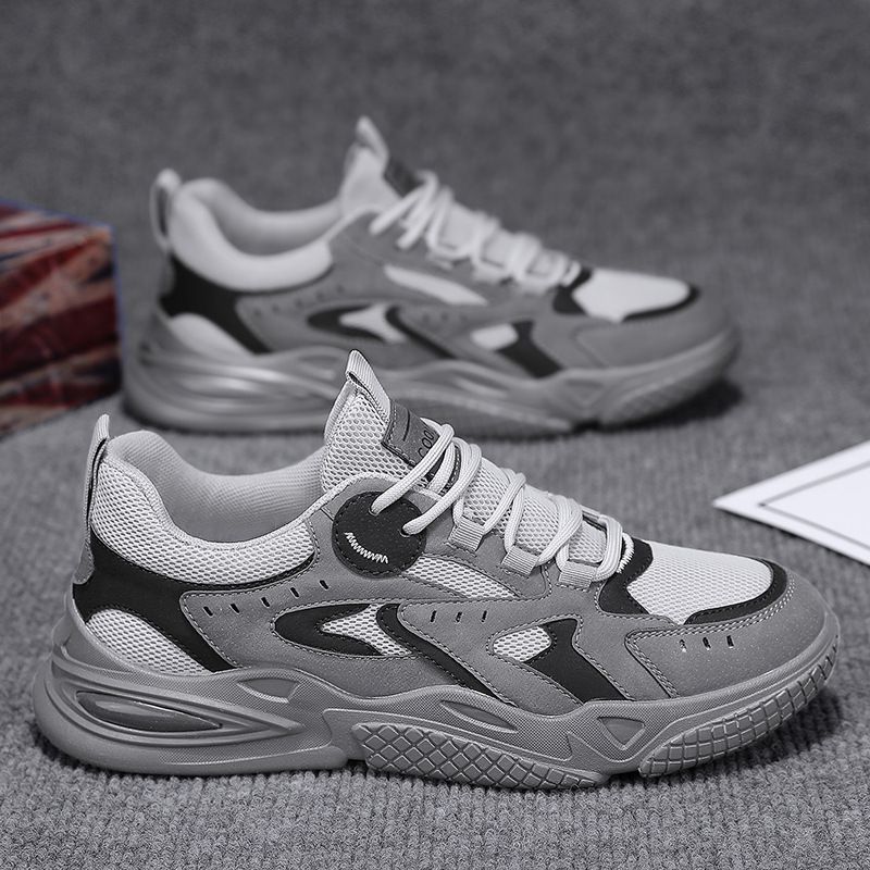 YSNB Men's sports shoes new mesh splicing pops shoes breathable Non-slip And Wear Shoes thick bottom teenage sports shoes Korean Version Comfortable Running Forrest Gump Shoes