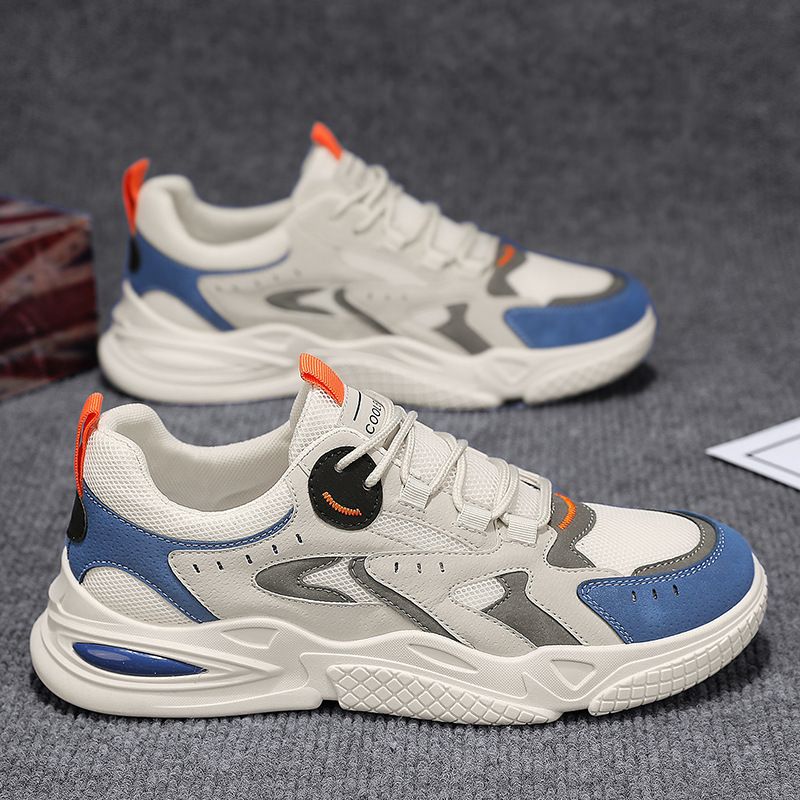 YSNB Men's sports shoes new mesh splicing pops shoes breathable Non-slip And Wear Shoes thick bottom teenage sports shoes Korean Version Comfortable Running Forrest Gump Shoes