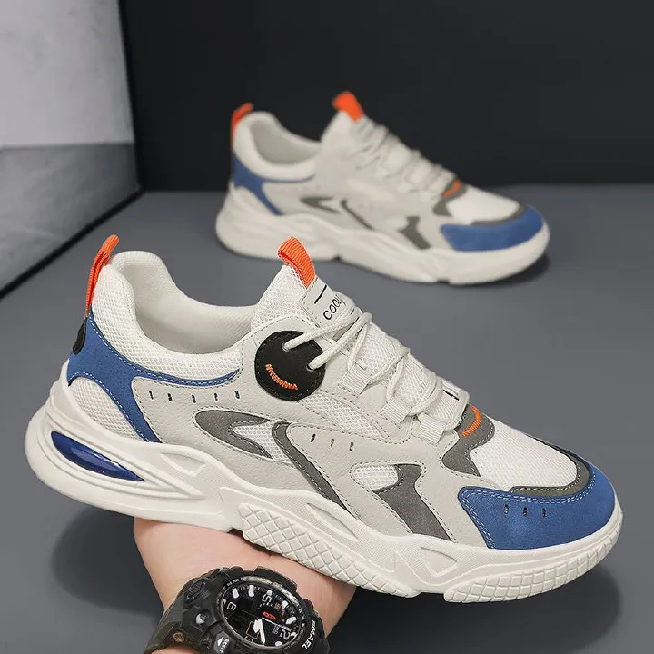 YSNB Men's sports shoes new mesh splicing pops shoes breathable Non-slip And Wear Shoes thick bottom teenage sports shoes Korean Version Comfortable Running Forrest Gump Shoes