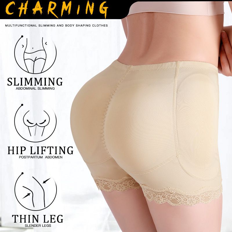 Women's Hip Lift Pants Hip Enhancer Fake Ass Hip Butt Lifter Shapers Panties Plus Size Underwear Enhancer PantiesLace Trimmed Panties with Hip PadsLace edge with buttock pads flat angle body Shapers