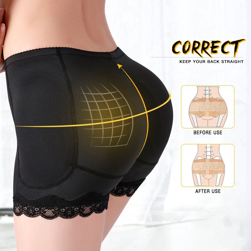 Women's Hip Lift Pants Hip Enhancer Fake Ass Hip Butt Lifter Shapers Panties Plus Size Underwear Enhancer PantiesLace Trimmed Panties with Hip PadsLace edge with buttock pads flat angle body Shapers