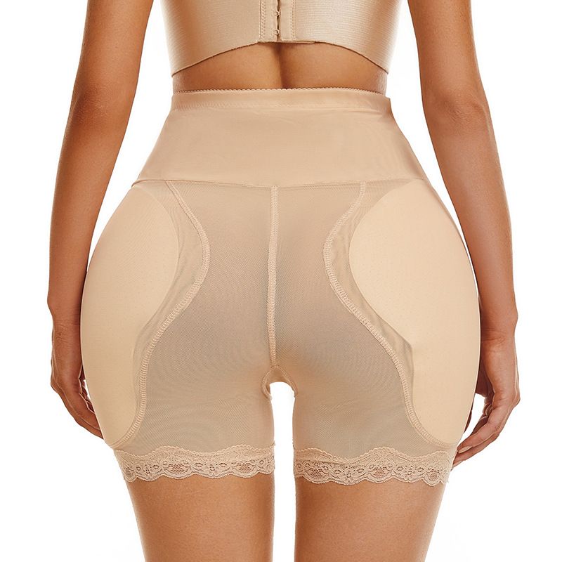 Women's high-waisted flat angle tummy pants sponge pads fake buttocks plump buttocks across the buttocks lifting pants body shaping body tightening panties bottoms