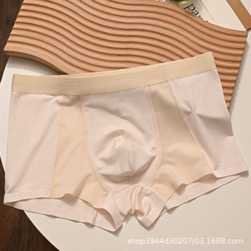 4PC Summer Ice Silk Men'S Underwear Men's Ice Silk Boxer BriefsBreathable Shorts Antibacterial Crotch Mesh Boxer Shorts breathable men clothe Panties Men Clothes men wear boy underwear short
