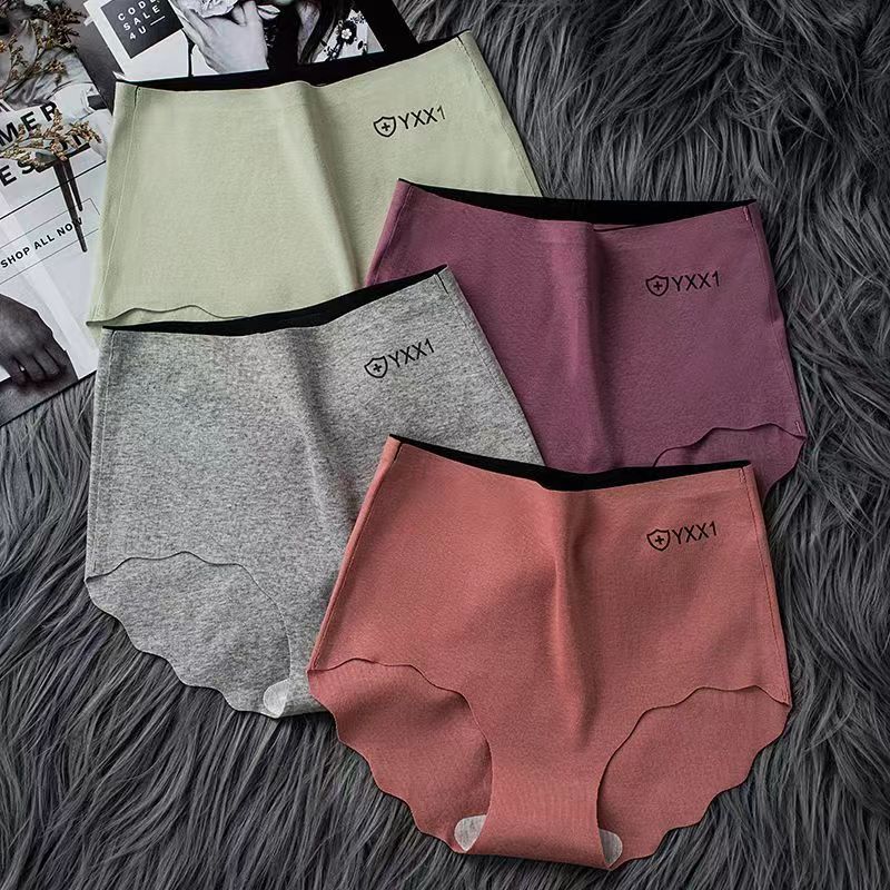4PC Pure Cotton Women Underwear  Seamless Hipster Panties Cotton High Waisted Tummy Tightening No Trace Panties Cotton Antibacterial Large Size Women's Briefs Panties  Ladies Bikini No Show Panty Line