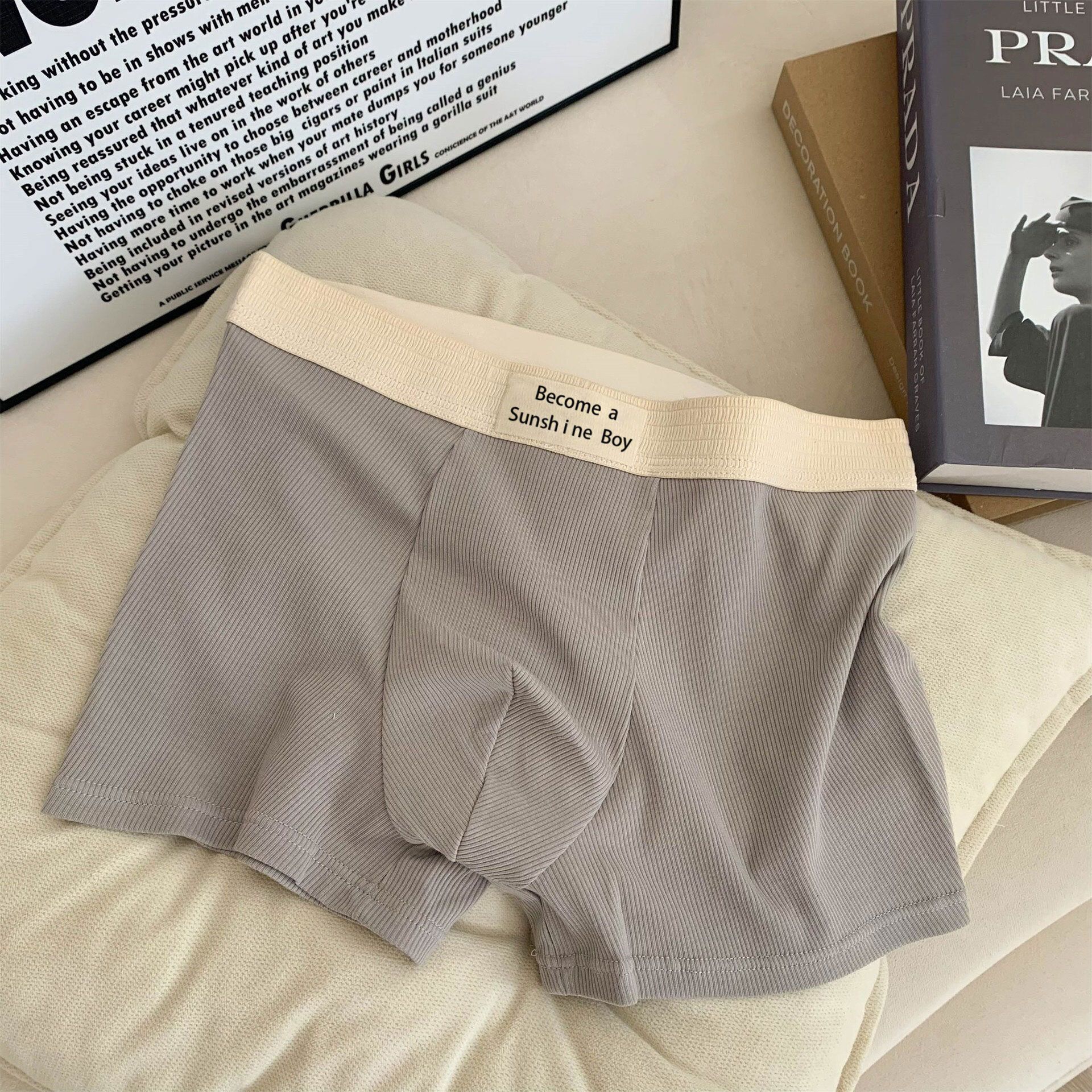 3pc Men cotton Underwear Fashion Man Flat Underwear Fashion Underwear Boxer Briefs shorts panties Men's Cotton Breathable Loose Underwear trend youth sports personality flat shorts Male Undergarments