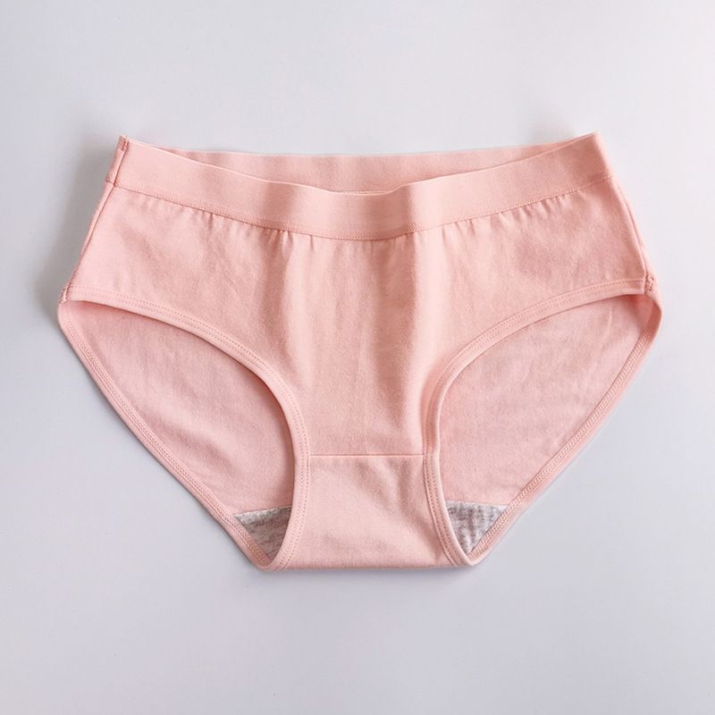 4PC Women's cotton panties summer thin solid color mid-waist hipster panties students triangle panties Cotton Crotch Large Size Hip Raise  Ladies Panties