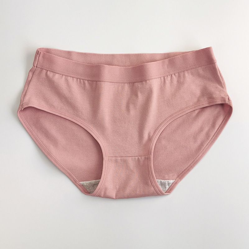 4PC Women's cotton panties summer thin solid color mid-waist hipster panties students triangle panties Cotton Crotch Large Size Hip Raise  Ladies Panties