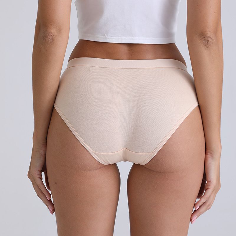 4PC Women's cotton panties summer thin solid color mid-waist hipster panties students triangle panties Cotton Crotch Large Size Hip Raise  Ladies Panties