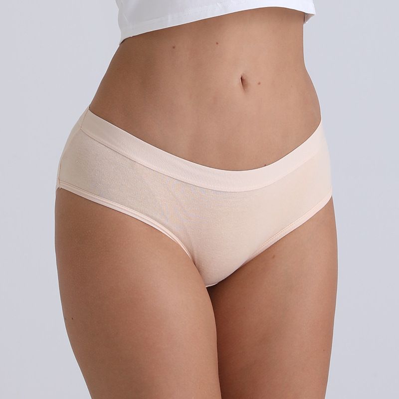 4PC Women's cotton panties summer thin solid color mid-waist hipster panties students triangle panties Cotton Crotch Large Size Hip Raise  Ladies Panties