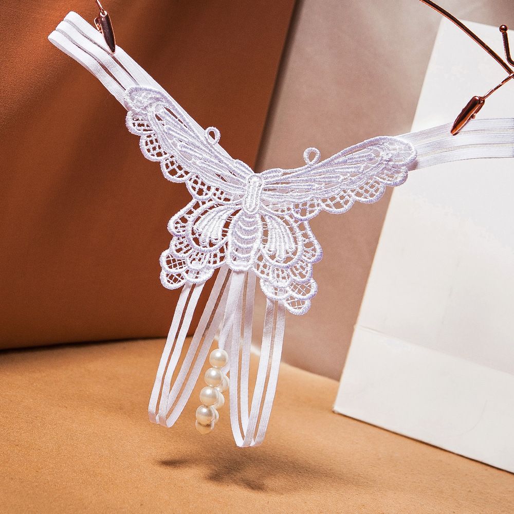 4PC Women Sexy Open Crotch Panties Ladies Pearls Crotchless Thong G-String Ladies Sexy Thong Erotic Butterfly Sexy Seductive See-through Thong Ladies Bed Flirting Massage Pearls Crotchless Sexy Pantie