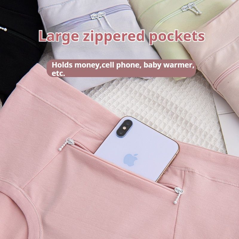 3PC Women's cotton panties with zipper large pocket anti-theft panties women's high-waisted large size belly zipper pocket panties