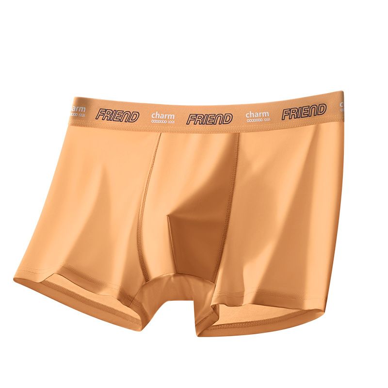 4PC Summer thin men's underwear solid color ice silk boxer shorts 80S ice silk antibacterial non-marking boxer shorts Men's Nude Feeling Traceless 7A Antibacterial Boxer Briefs Ultra-thin Nude Ice Sil
