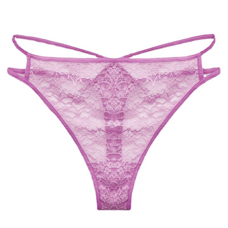 5PC New arrival Women's lace underwear low-rise panties solid color thong women's temptation non-marking fitness thong low waist spaghetti strap thong Ladies fashion hollow out panties Girls translu