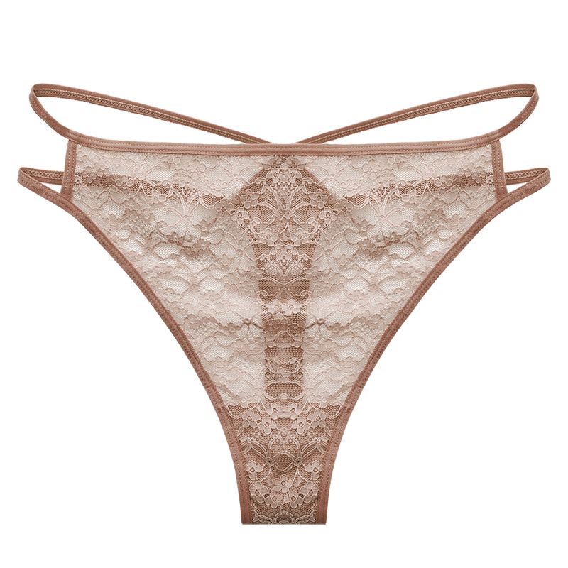 5PC New arrival Women's lace underwear low-rise panties solid color thong women's temptation non-marking fitness thong low waist spaghetti strap thong Ladies fashion hollow out panties Girls translu