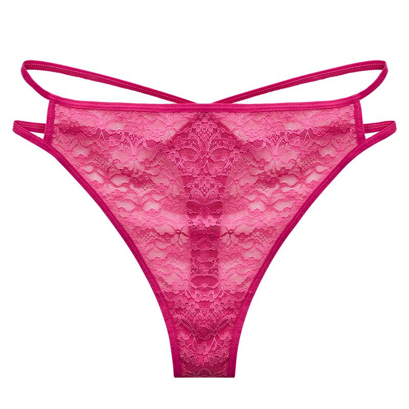 5PC New arrival Women's lace underwear low-rise panties solid color thong women's temptation non-marking fitness thong low waist spaghetti strap thong Ladies fashion hollow out panties Girls translu