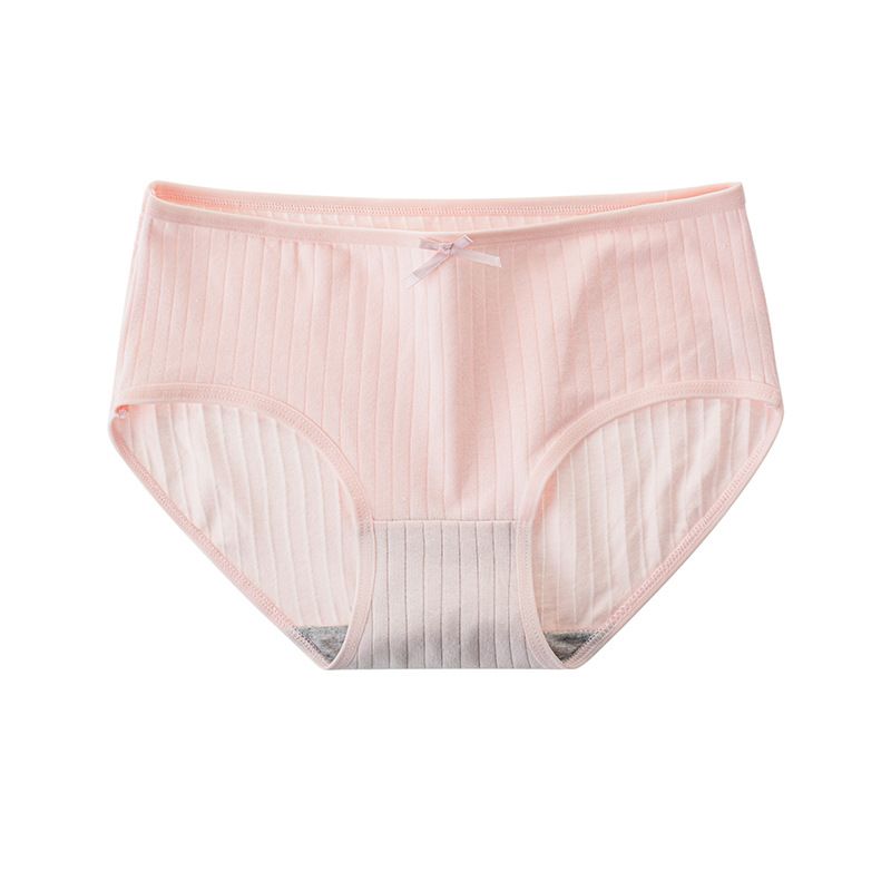 4PC Women's panties summer thin panties cotton antibacterial crotch medium-low waist breathable large size panties women's cotton panties plain wrapped buttock panties
