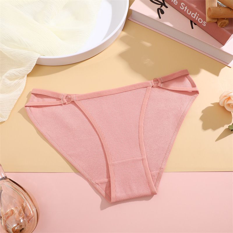 4PC New Arrival Women's Cotton Underwear Comfortable Cotton Fashion Bikini Panties Circle Splicing Hollow Solid Colour Low Waisted Women's Briefs