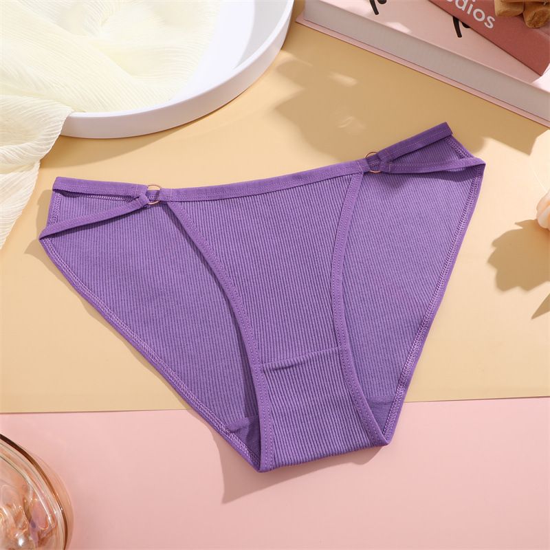 4PC New Arrival Women's Cotton Underwear Comfortable Cotton Fashion Bikini Panties Circle Splicing Hollow Solid Colour Low Waisted Women's Briefs