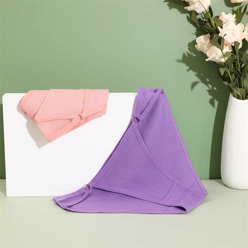 4PC New Arrival Women's Cotton Underwear Comfortable Cotton Fashion Bikini Panties Circle Splicing Hollow Solid Colour Low Waisted Women's Briefs
