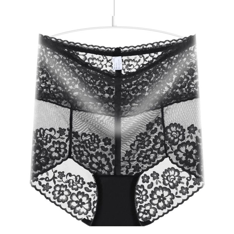 3PC New Arrival New Style Pattern Lace High Waist Abdomen Hip Raise Lace Cotton Crotch Large Size Ladies Panties High Elasticity Ladies Panties High Waist Slimming Panty Waist Trainer Lace Pants