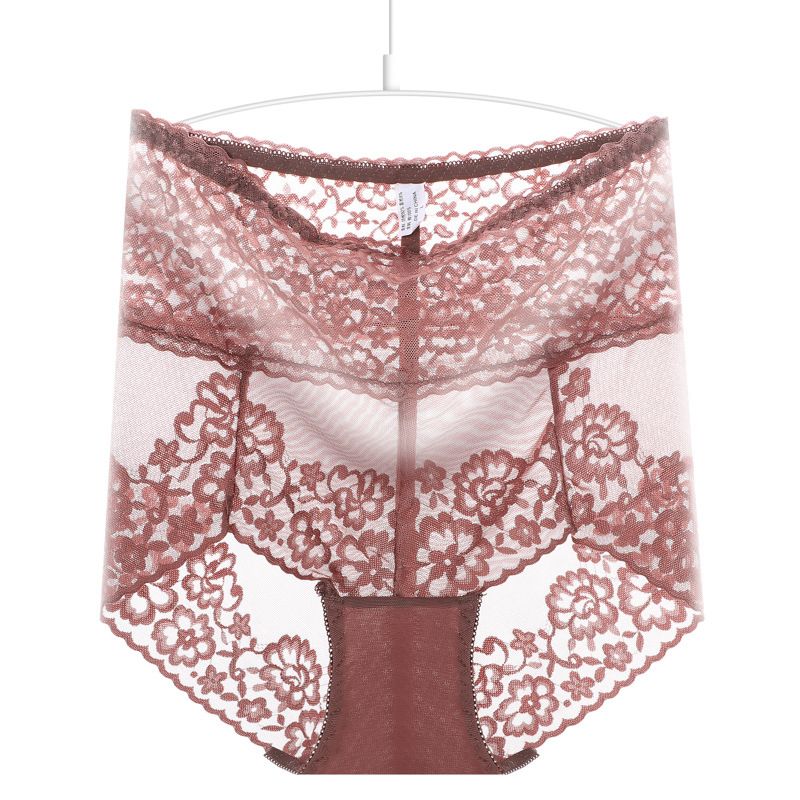 3PC New Arrival New Style Pattern Lace High Waist Abdomen Hip Raise Lace Cotton Crotch Large Size Ladies Panties High Elasticity Ladies Panties High Waist Slimming Panty Waist Trainer Lace Pants