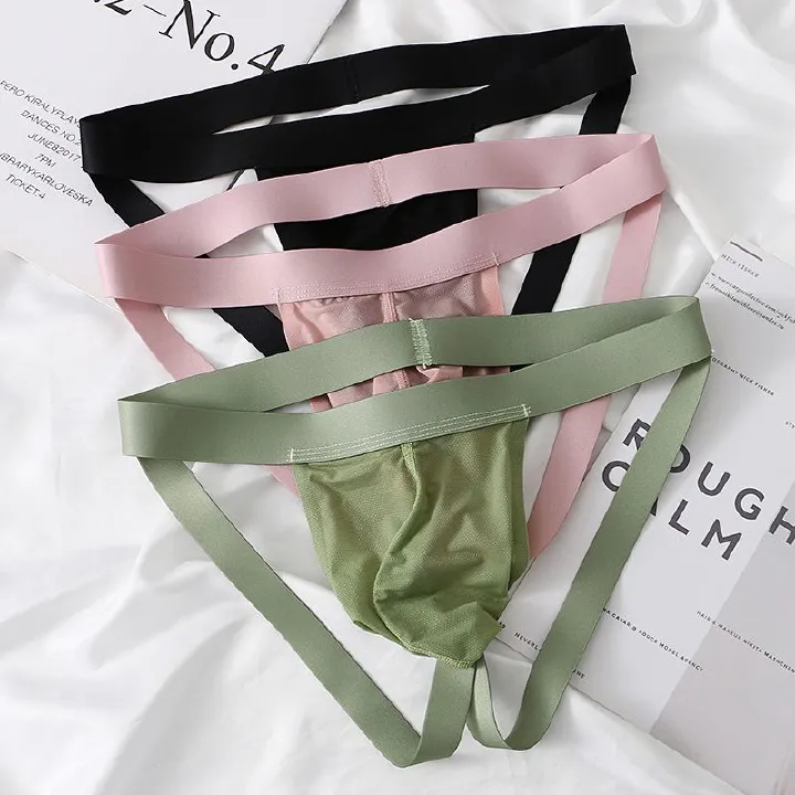 Men 3 Colors Pack Ice Silky Underwear No Trace Ice Silk Men's Thong Sexy Low Waisted Erotic Panties Boys Thong Men's Thong Pure Lust Waistband Bikini Thongs Gift For Boyfriend Husband