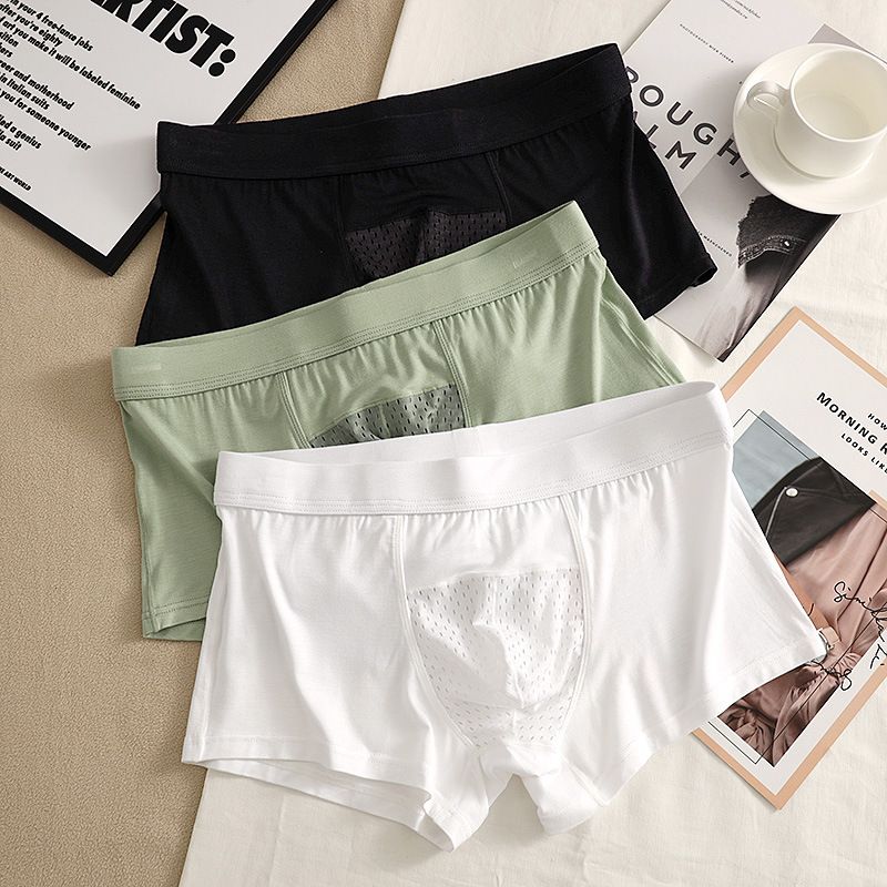 3PC Bamboo fiber men's underwear breathable mesh U convex capsule pocket youth sexy underwear breathable and comfortable men's boxer briefs plus size men's underwear sports shorts