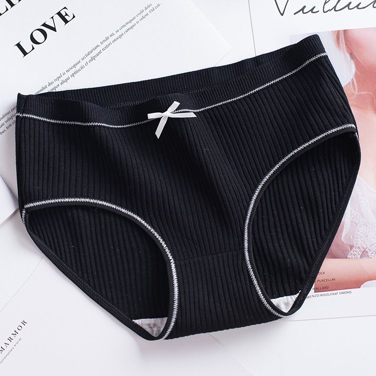 4PC Japanese cotton women's panties cotton plus size women's panties comfortable simple girl striped breathable solid color panties student panties hipster panties (China size,choose a larger size)