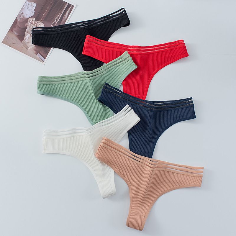 5PC New arrival Women's Cotton Panties Sexy Breathable Cotton Low Waisted Women's Triangle Panties Cotton Open Crotch Thong T Pants Women's Invisible Panties