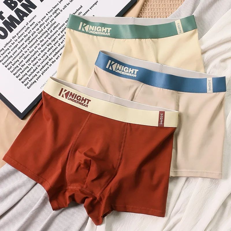 3PC Men Underwear Pure Cotton Panties Men Boxer Cotton Man Breathable Underpants Sports Comfort Fashion Solid Cotton Comfortable Breathable Boxers Men's Underpants Male Letter Printed Panties short