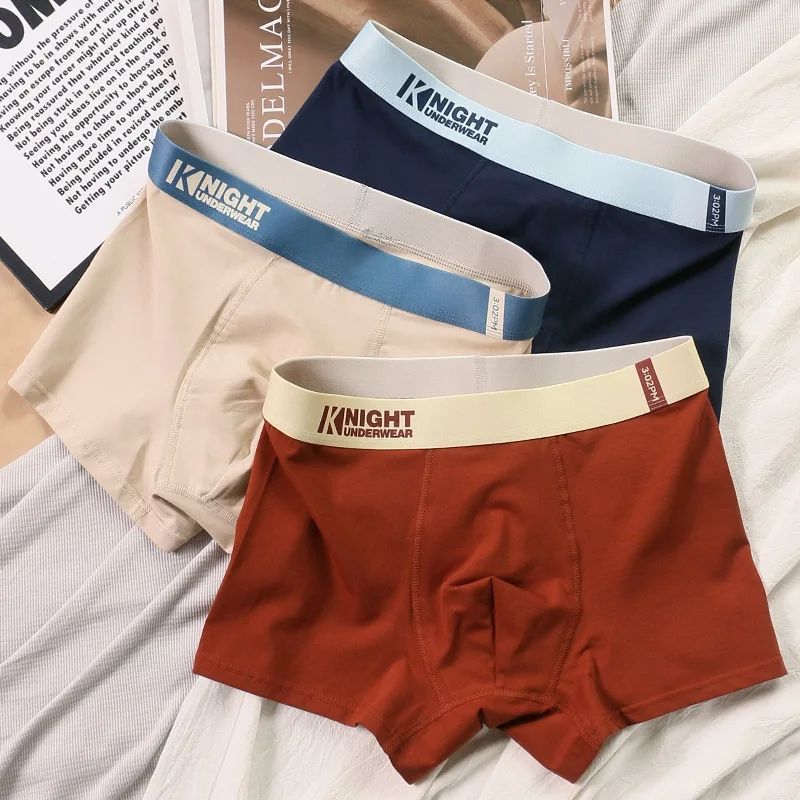3PC Men Underwear Pure Cotton Panties Men Boxer Cotton Man Breathable Underpants Sports Comfort Fashion Solid Cotton Comfortable Breathable Boxers Men's Underpants Male Letter Printed Panties short