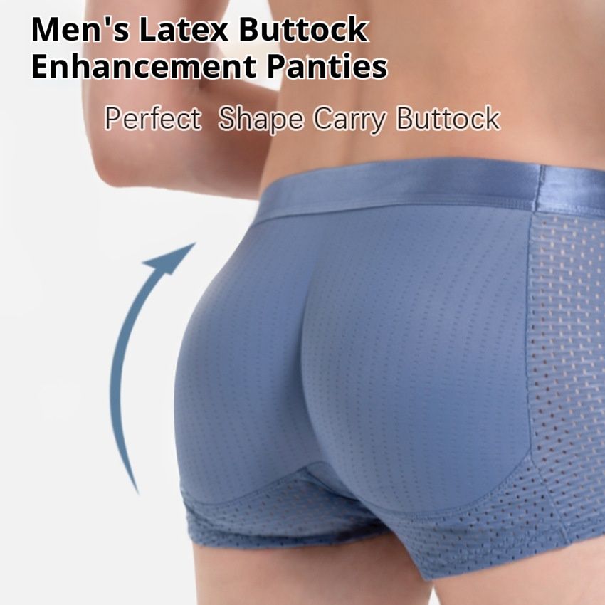 Men Trunks Built-in Fake Butt Hip Lifter Enhancer Shorts Boxer Briefs Padded Underwear Shapewear Underpants Nylon Breathabl Men Shaped Underpants Shorts Men Shaper Latex Buttock Pad Underpants Seamles