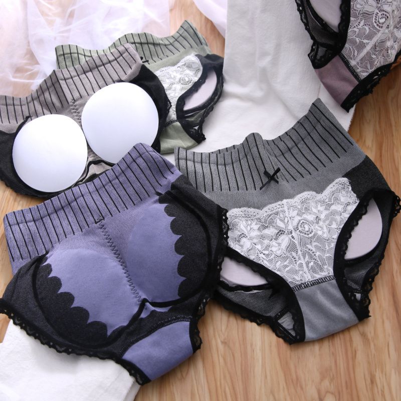 2PC Fake ass Panties High Waisted Butt Plumping Panties Padded Butt Panties Butt Lifter Shorts High Elasticity High Waist Abdomen Hip Raise Cotton Crotch Large Size Ladies Panties Buttock Hip Shaping