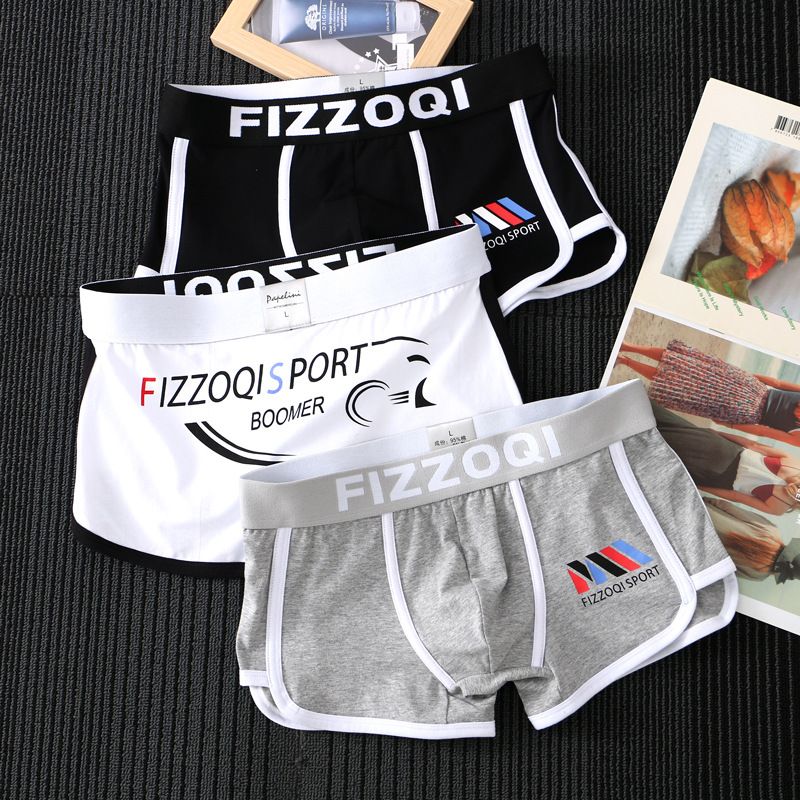 3PC Cotton Underpants Men Fashion Boyshort Pants for Young Students Breathable and Sweat-absorbent Boxers Boxershorts Men's Cotton Breathable Boxer Briefs Fashionable and Comfortable Underpant