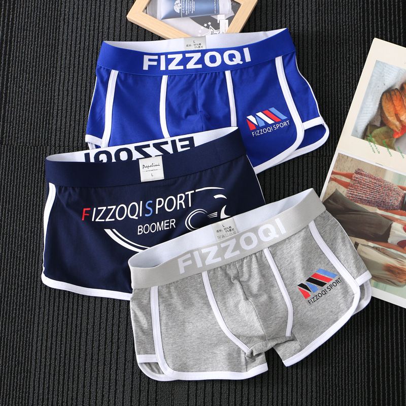 3PC Cotton Underpants Men Fashion Boyshort Pants for Young Students Breathable and Sweat-absorbent Boxers Boxershorts Men's Cotton Breathable Boxer Briefs Fashionable and Comfortable Underpant