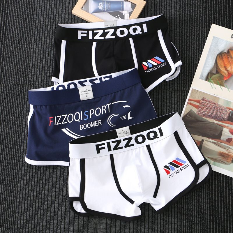 3PC Cotton Underpants Men Fashion Boyshort Pants for Young Students Breathable and Sweat-absorbent Boxers Boxershorts Men's Cotton Breathable Boxer Briefs Fashionable and Comfortable Underpant
