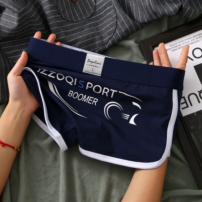 3PC Cotton Underpants Men Fashion Boyshort Pants for Young Students Breathable and Sweat-absorbent Boxers Boxershorts Men's Cotton Breathable Boxer Briefs Fashionable and Comfortable Underpant