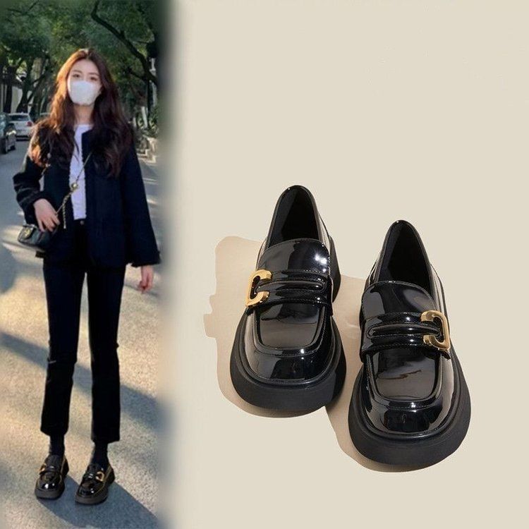 Shoes Woman Black Flats Oxfords Round Toe Autumn Female Footwear Casual Sneaker Loafers