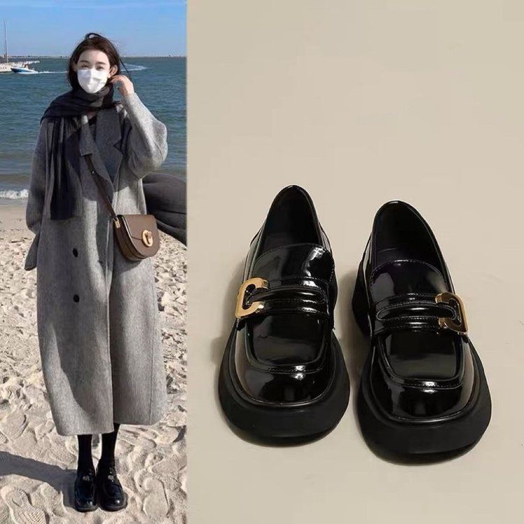 Shoes Woman Black Flats Oxfords Round Toe Autumn Female Footwear Casual Sneaker Loafers