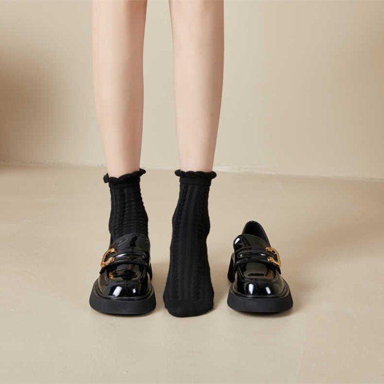 Shoes Woman Black Flats Oxfords Round Toe Autumn Female Footwear Casual Sneaker Loafers
