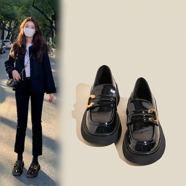 Shoes Woman Black Flats Oxfords Round Toe Autumn Female Footwear Casual Sneaker Loafers