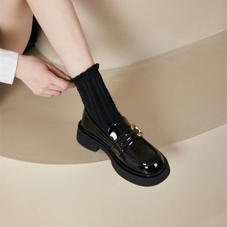 Shoes Woman Black Flats Oxfords Round Toe Autumn Female Footwear Casual Sneaker Loafers