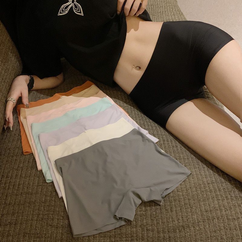 3PCS Women's Mid Waist Boyshort Ice Silk Thin Safety Pants Tummy Tucking Breathable boxer briefs Ice Silk Seamless Panties Yoga safety pant(China size,choose a larger size than usual)