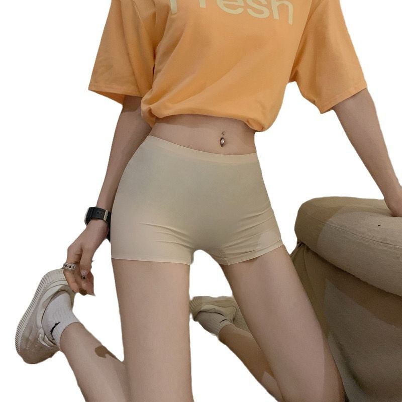 3PCS Women's Mid Waist Boyshort Ice Silk Thin Safety Pants Tummy Tucking Breathable boxer briefs Ice Silk Seamless Panties Yoga safety pant(China size,choose a larger size than usual)