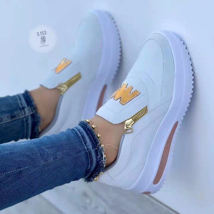 35-43 New Plus Size women's shoes sports single shoes muffin flat bottom side zipper casual sneakers Women Platform Shoes Casual Slip on Shoes Fashion Loafers Ladies Sneakers Tennis Chaussure